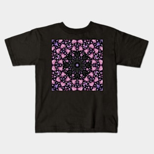 Crystal Hearts and Flowers Valentines Kaleidoscope pattern (Seamless) 18 Kids T-Shirt